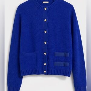 Barrie Chanel (Acquired by Chanel in 2012) Royal Blue Cardigan with Gold Buttons